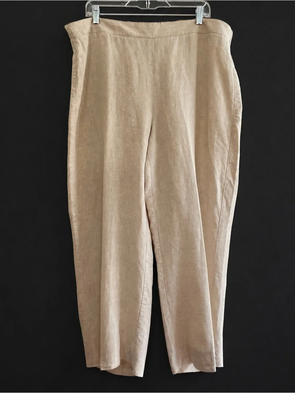 Chicos Linen Ankle Pants Womens 3 XL Neutral Relaxed Minimalist Casual Coastal